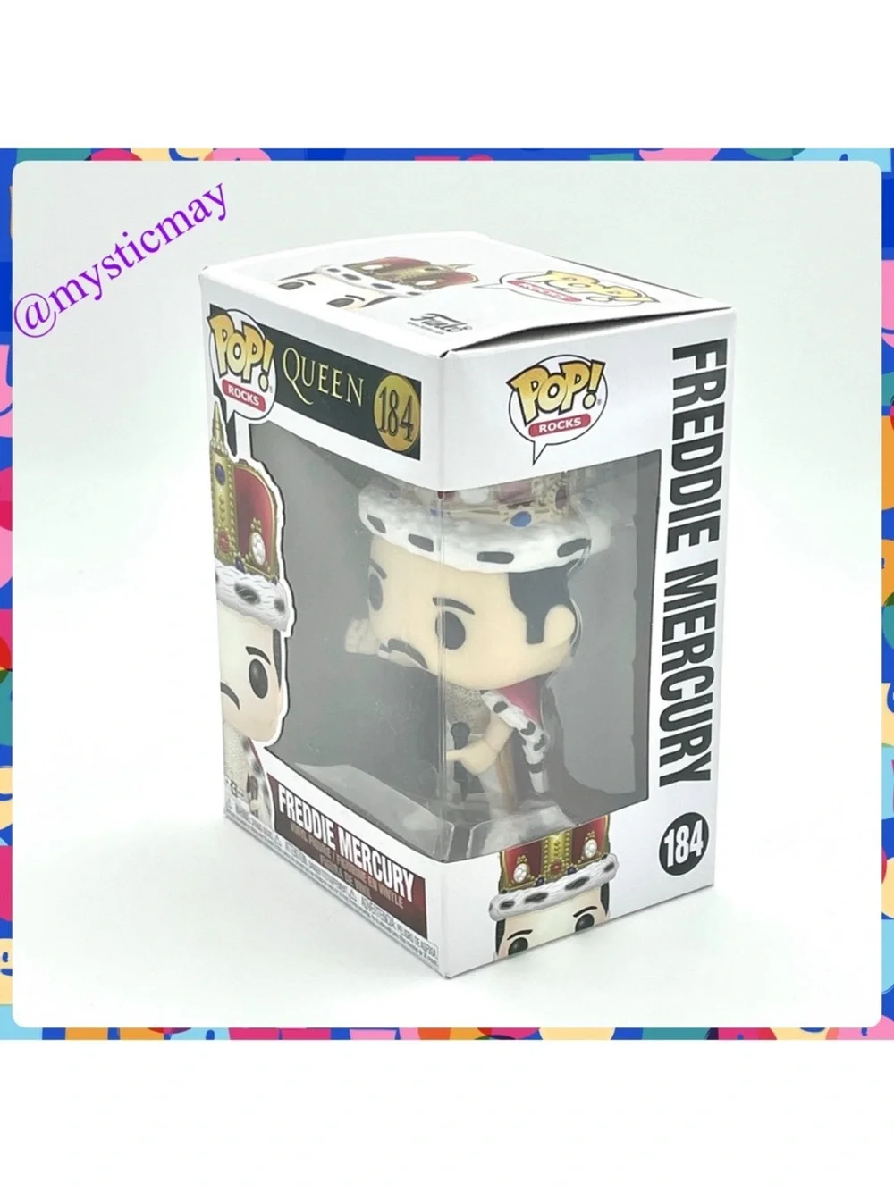 2021 Funko Pop Rocks QUEEN 184 FREDDIE MERCURY Figure w Crown and Cape in Box